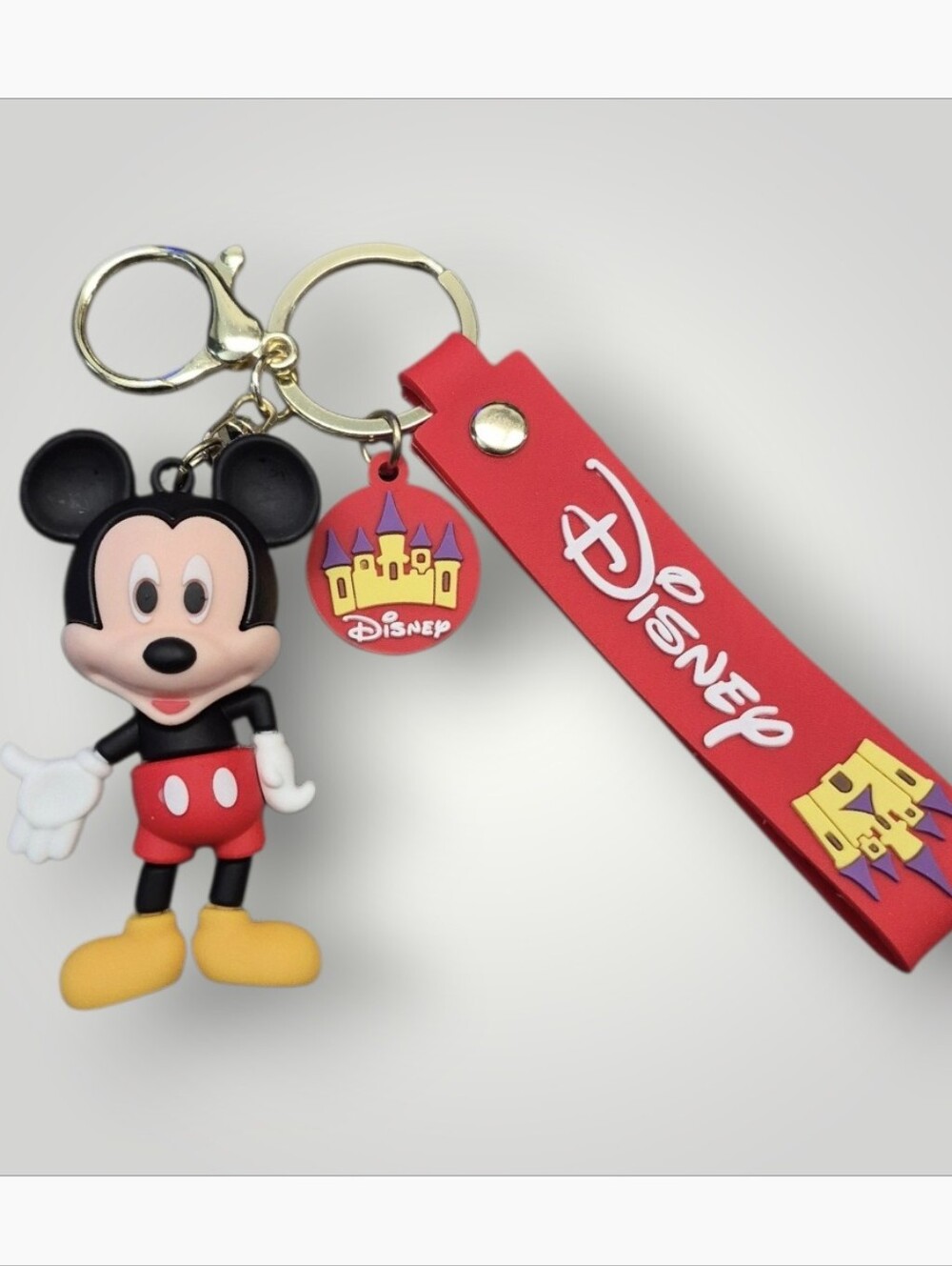 Disney Mickey Mouse Red Strap Keychain with Yellow Shoes Charm